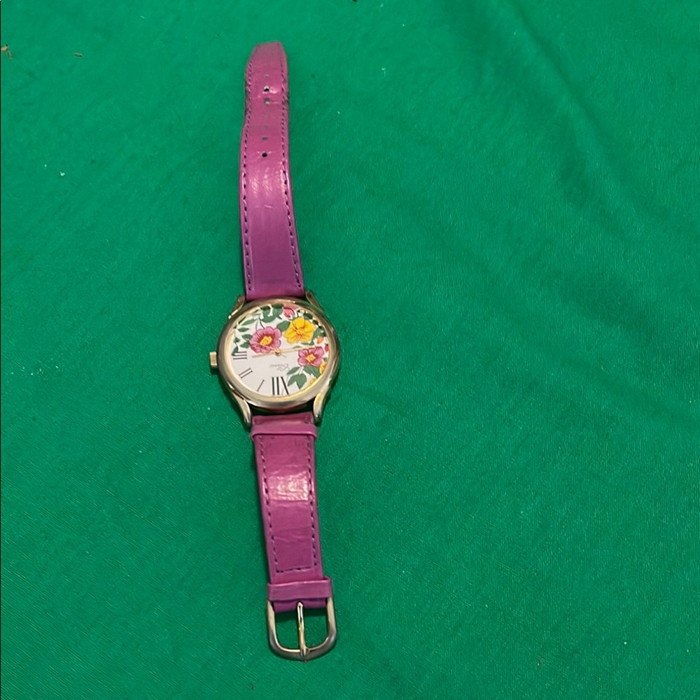 Floral Dial Watch with Purple Strap vintage